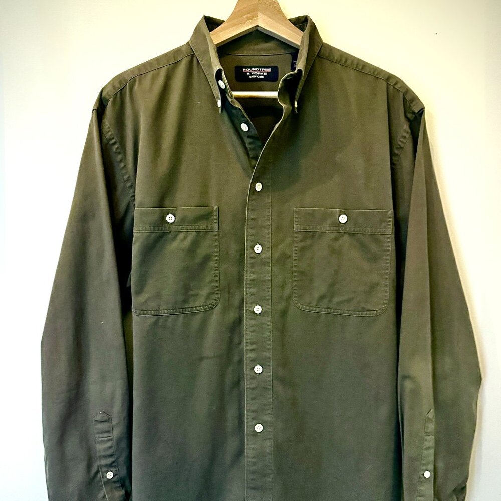 Roundtree & Yorke Olive Button Down Shirt – Size M
